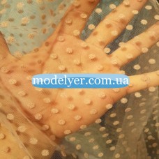 Ткань Сетка флок горох (пудра)